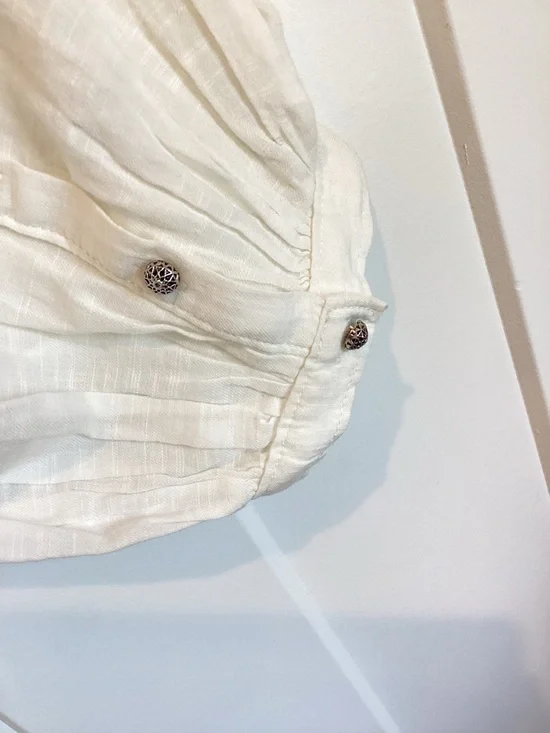 Anthropologie Puff-Sleeve Embroidered Buttondown Blouse Pilcro NEW 2X Ivory - Picture 9 of 16